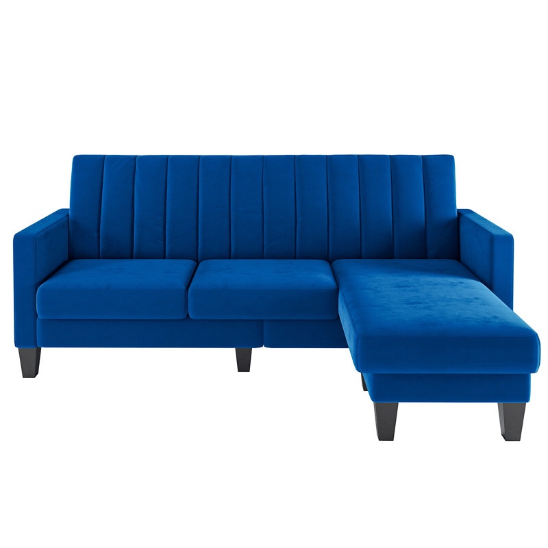 Modern Velvet 3 Seater Sofa with Convertible Ottoman
