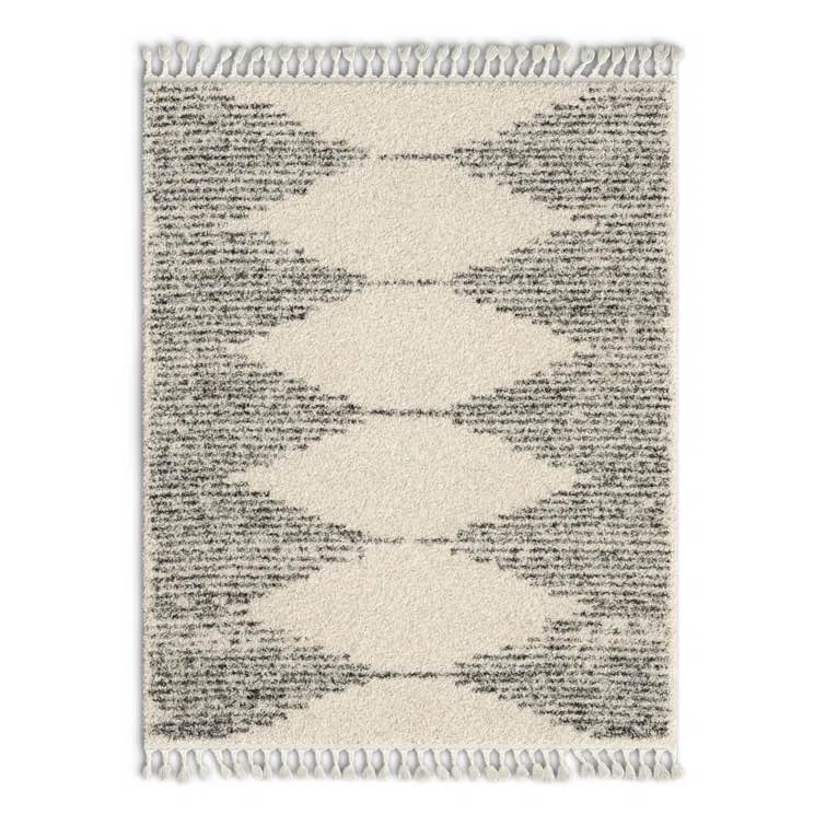 Reserve Trellis Shag Area Rug for Living Room Bedroom Dining Room Nursery, Off White/Charcoal