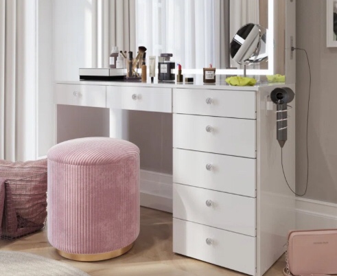 Brielle Premium Makeup Vanity With Bluetooth Speakers And Full LED Mirror