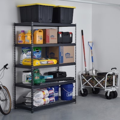 edsal Steel Heavy Duty 5-Tier Utility (48-in W x 24-in D x 72-in H) Black, (1000-lb Capacity Per Shelf) Item #677589 | Model #MROP4824W5B