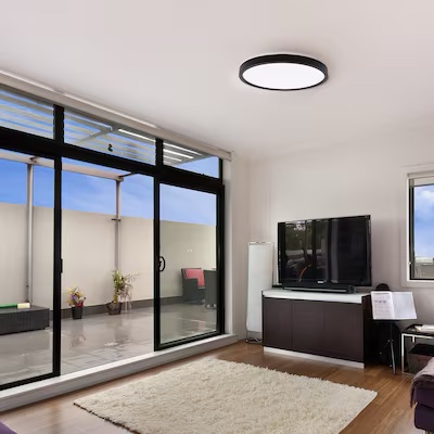 Project Source Adjustable Color Temperature 1-Light 13-in Matte Black LED Flush Mount Light