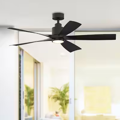 Fanimation Studio Collection Kwint 52-in Black Color-changing Integrated LED Indoor/Outdoo