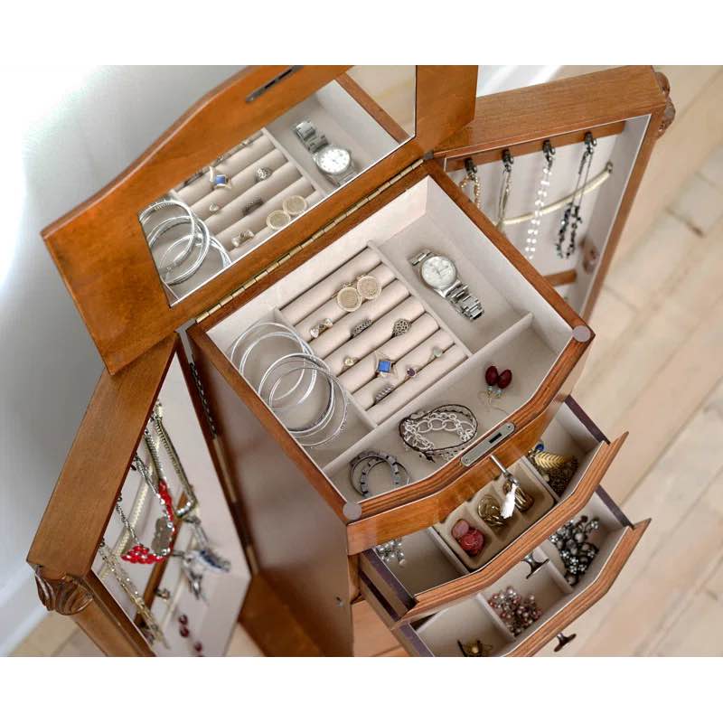 Jovany Freestanding Jewelry Armoire with Mirror