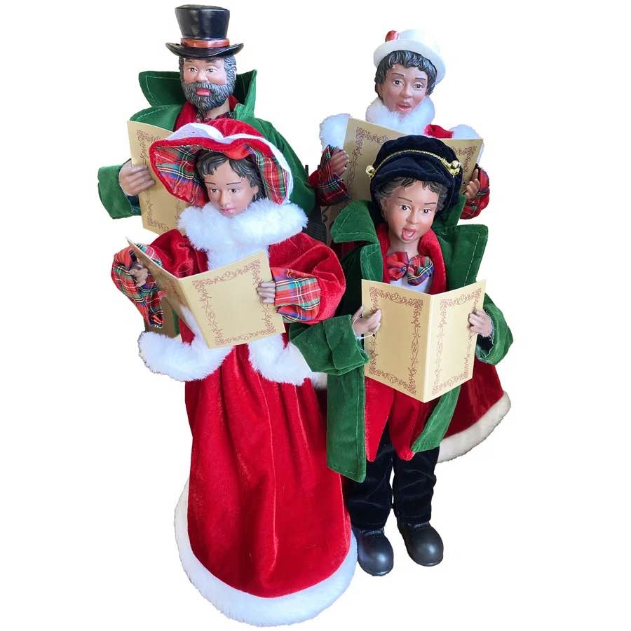 4 Piece Black Christmas Carolers Set