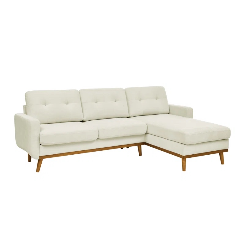 Brekyn 97" Wide Upholstered Sectional With Tufted Seatbacks And Wooden Legs