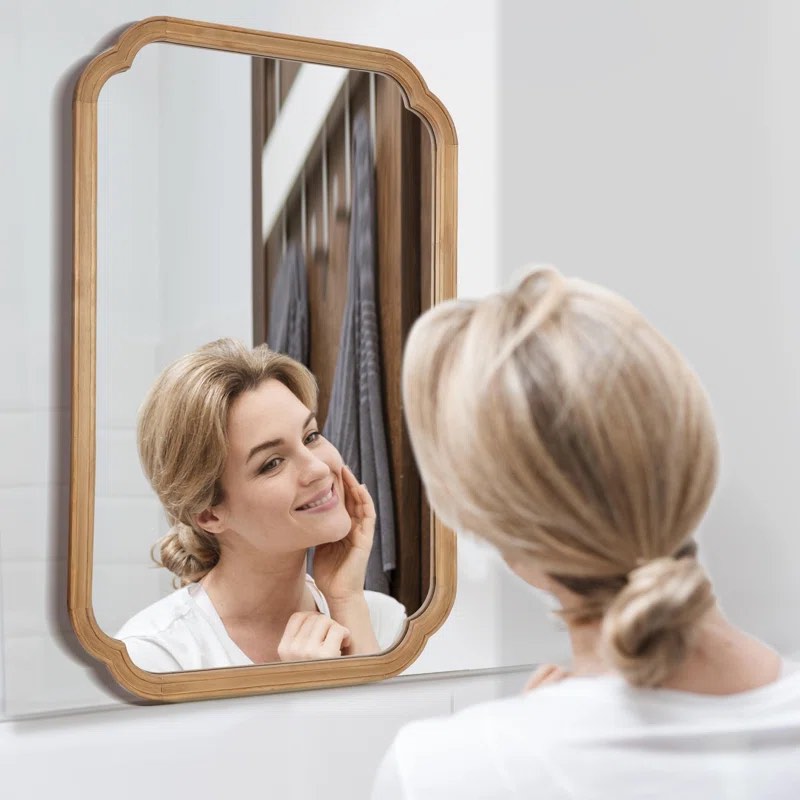 Ali Wood Accent Wall for Bathroom, Decorative Mirror