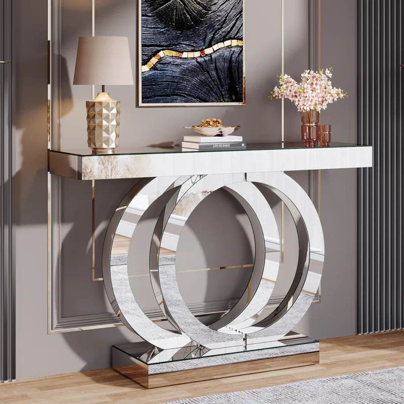 43.3 Inch Modern Mirrored Console Table For Entryway