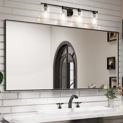 Elegant Lighting Monet 36" W x 60" H Contemporary Rectangular Metal Framed Bathroom Wall Mirror