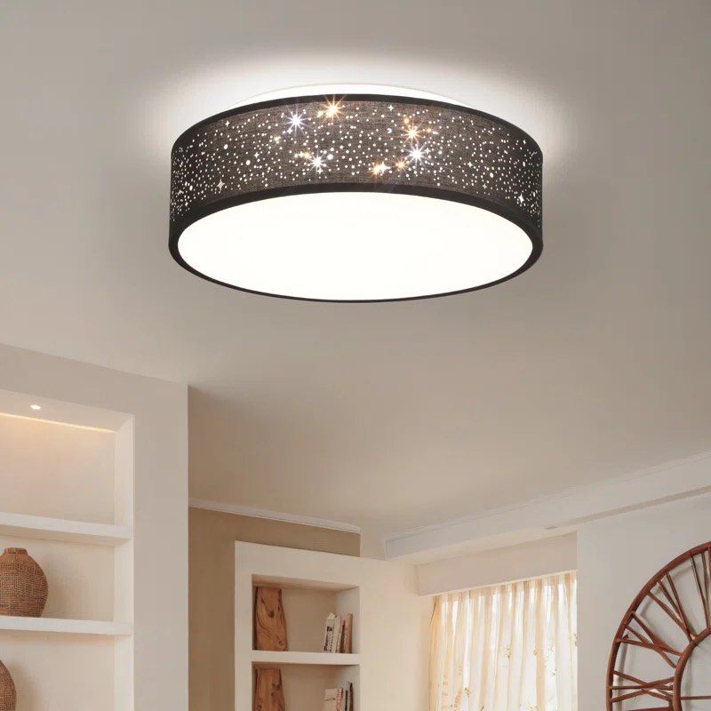 Jalpa 14.96'' Fabric Dimmable LED Flush Mount Ceiling Light with Remote/APP