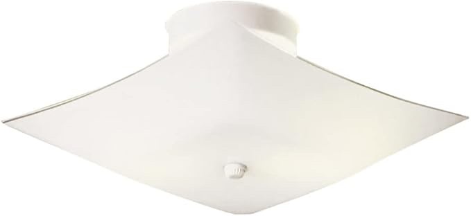 Project Source 11.81-in W White Frosted Glass Semi-Flush Mount Light