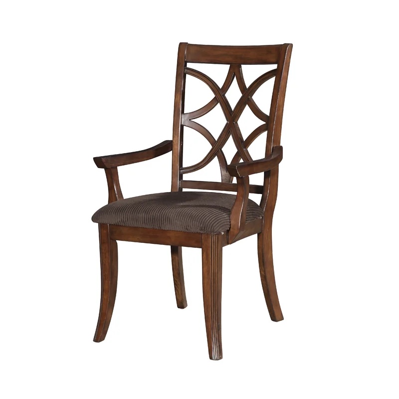 Arri Cross Back Arm Chair in Brown and Dark Walnut (Set of 2)
