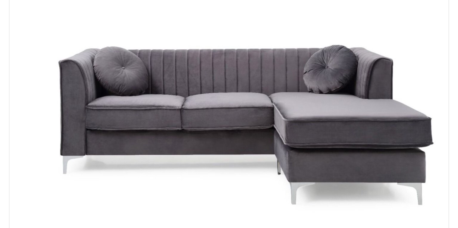 Caire 44" Wide Velvet Reversible Sofa & Chaise