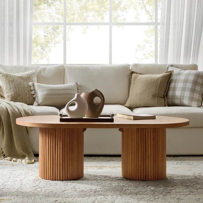 Merriman 53"W Modern Tall Coffee Table With Solid Wood Legs