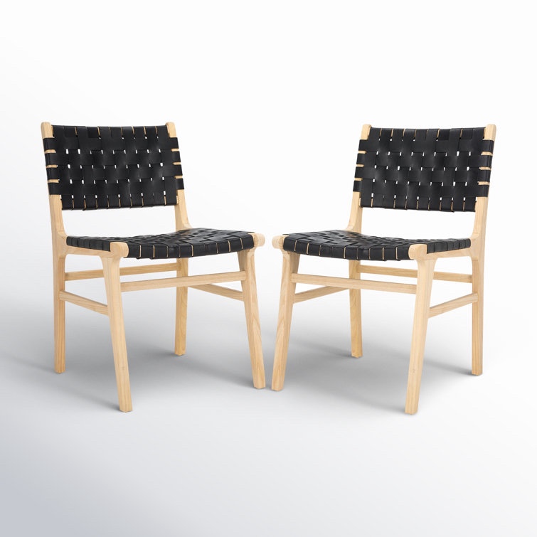 Alston Woven Leather & Solid Wood Dining Chair