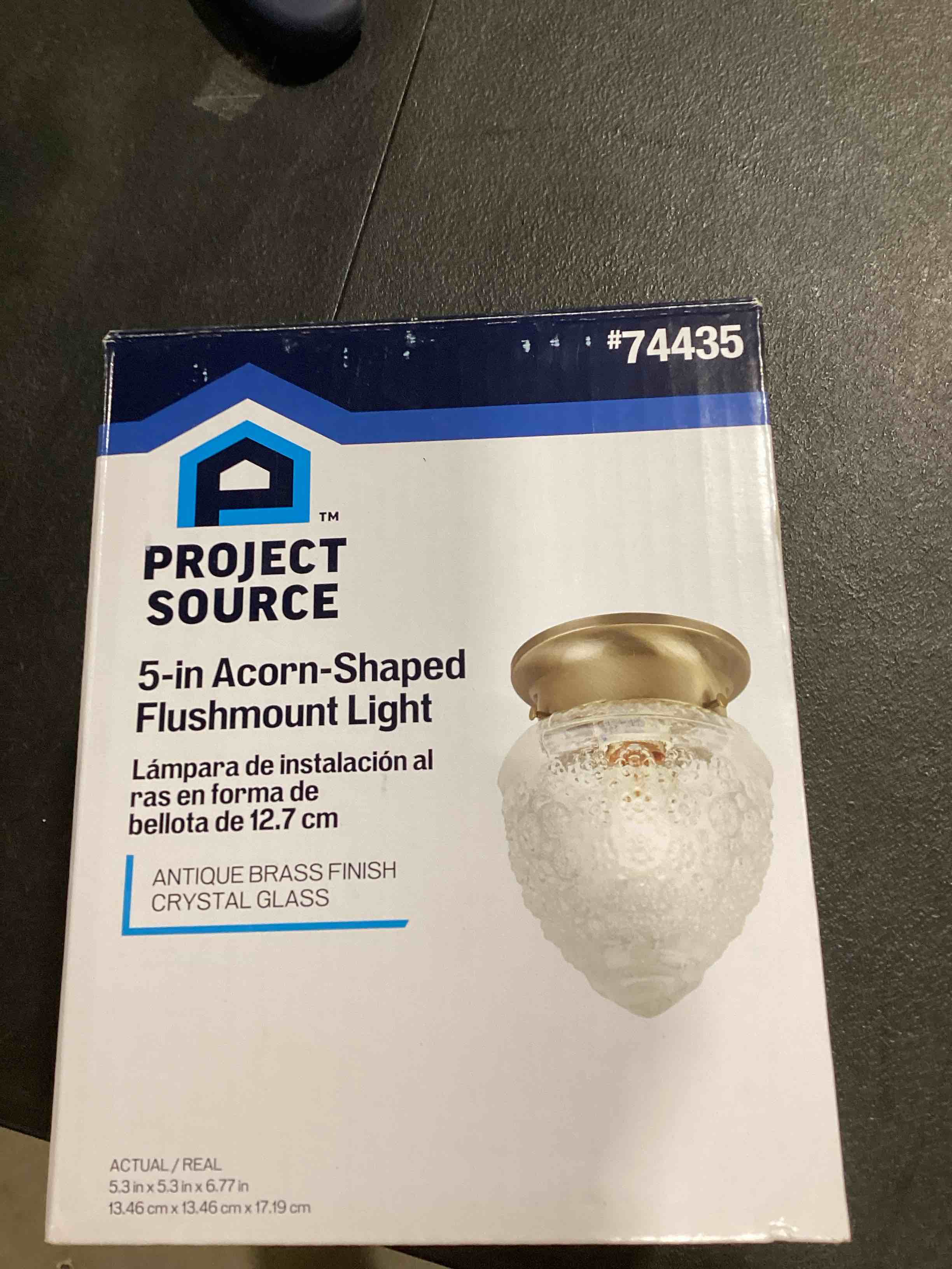 Project Source 5.3-in W Antique Brass Ceiling Flush Mount