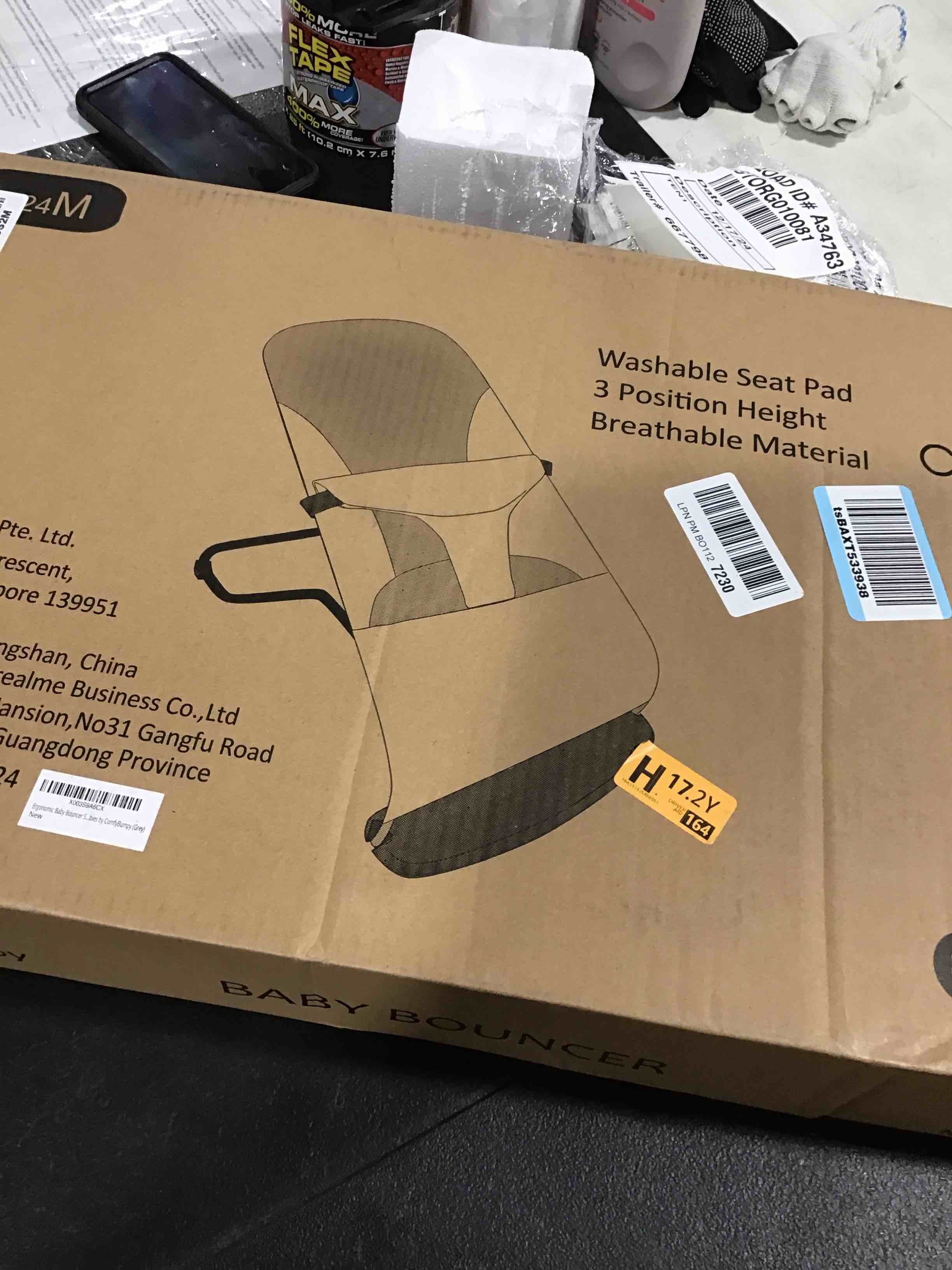 ComfyBumpy Ergonomic Baby Bouncer Seat - Bonus Travel Carry Case - Safe, Portable Bouncing Chair with Adjustable Height Positions - Infant Sleeper Bouncy Seat Perfect for Newborn Babies (Grey)