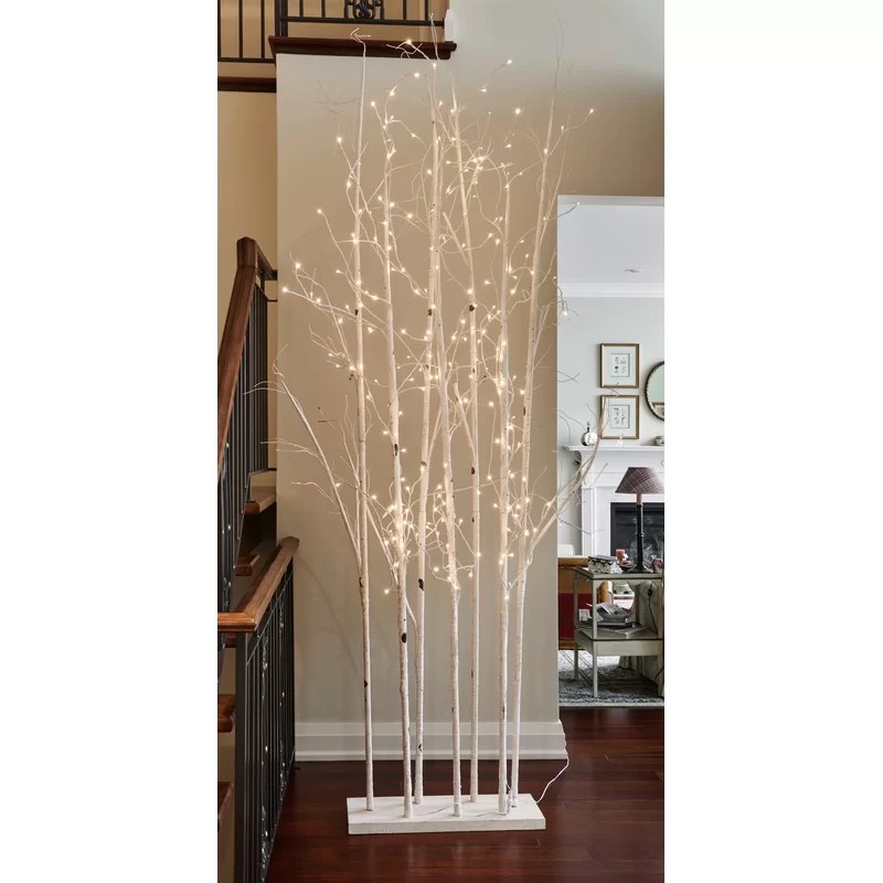 Large White Birch Tree with 240 LED Lights x2