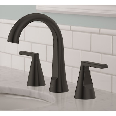 Delta Sparrow Matte Black Widespread 2-Handle WaterSense Bathroom Sink Faucet 