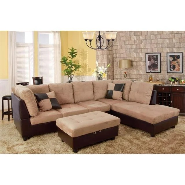 Lifestyle Furniture Siano Right Hand Facing Sectional Sofa- Sand - 35 x 103.5 x 74.5 in.