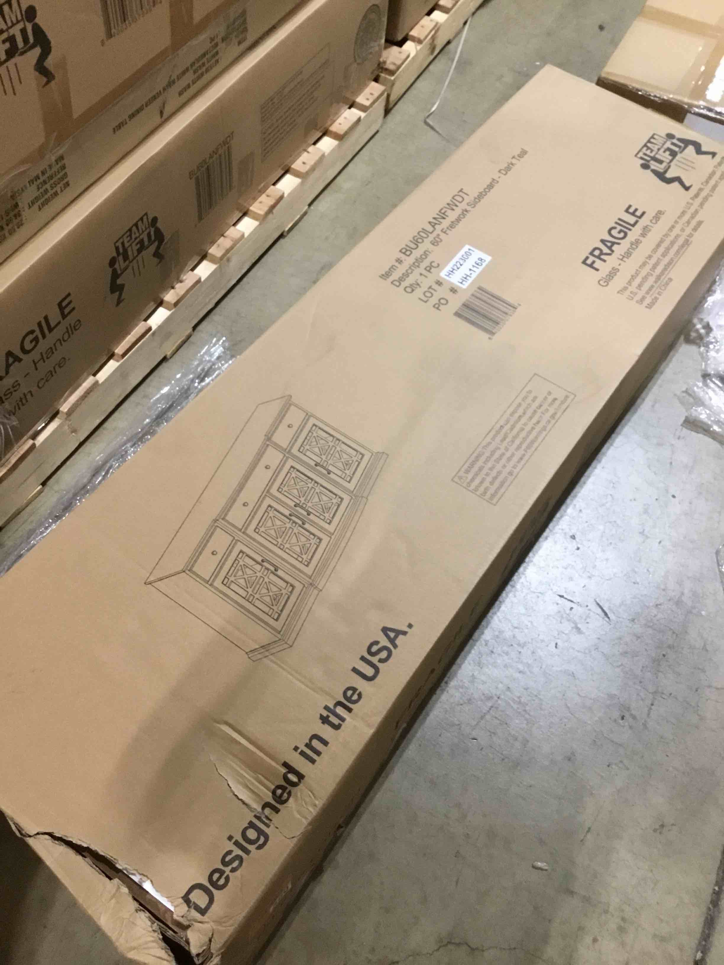 Saugeries Fretwork Detailed Glass Door Sideboard