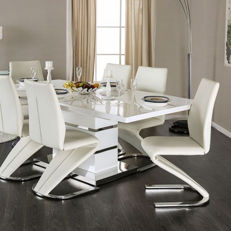 Orren ellis mattison midvale modern style white high gloss dining table
