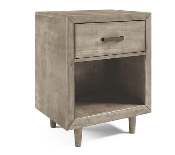 retro mid century wood nightstand grey