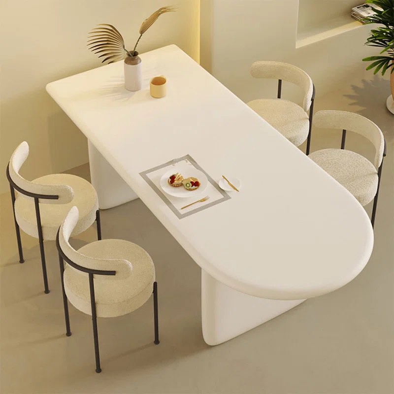 Creamy white Half-Round Dining Table