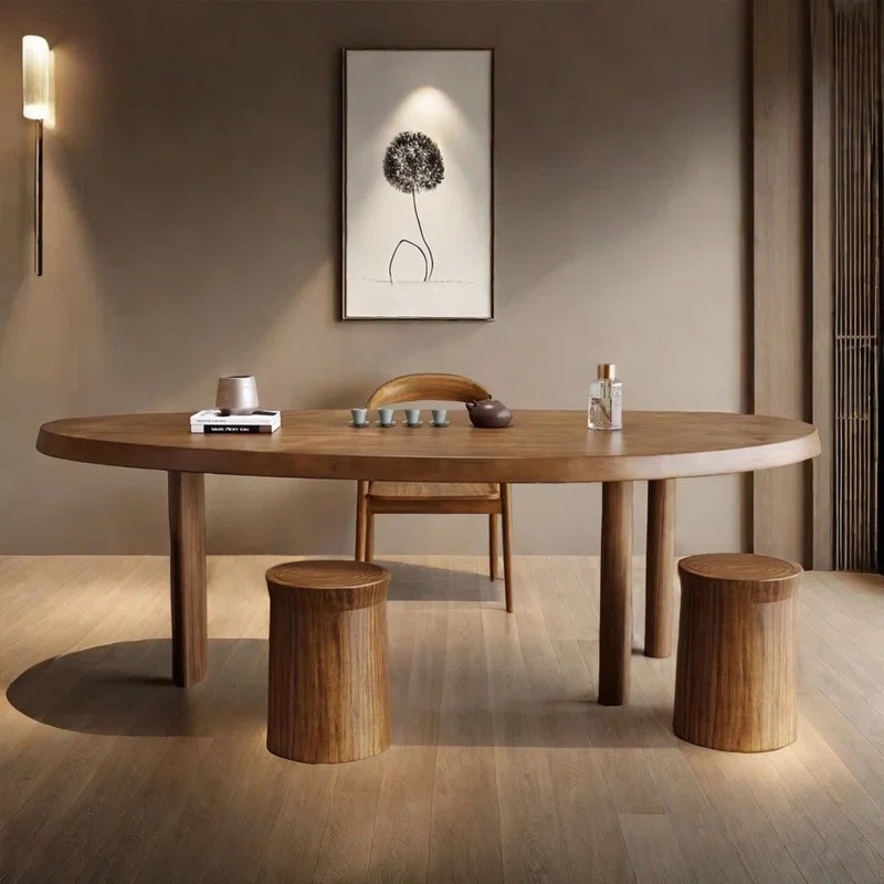 Simple All Pine Solid Wood Oval Dining Tables