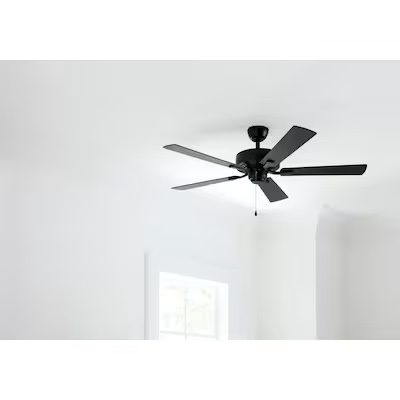 Harbor Breeze Cypress Point 52-in Matte Black with Black/Gray Oak Blades Indoor Downrod