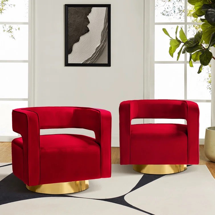 Aysha Velvet Swivel Barrel Chair