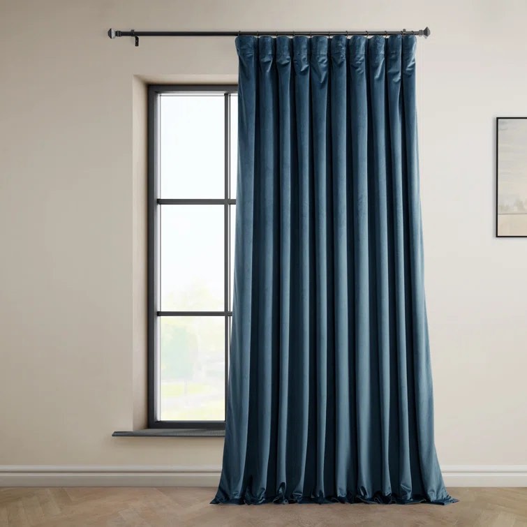 Matra Plush Velvet Curtains for Bedroom - Room Darkening Curtains for Living Room Window Single Panel