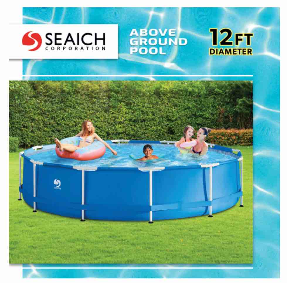 Seaich Round Metal Frame Pool Set 12’ x 30” Includes Pool & Pump 