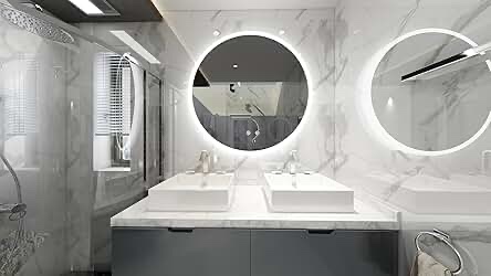 Ketcham Orbit Dimmable LED Mirror with Defogger, 24" Round