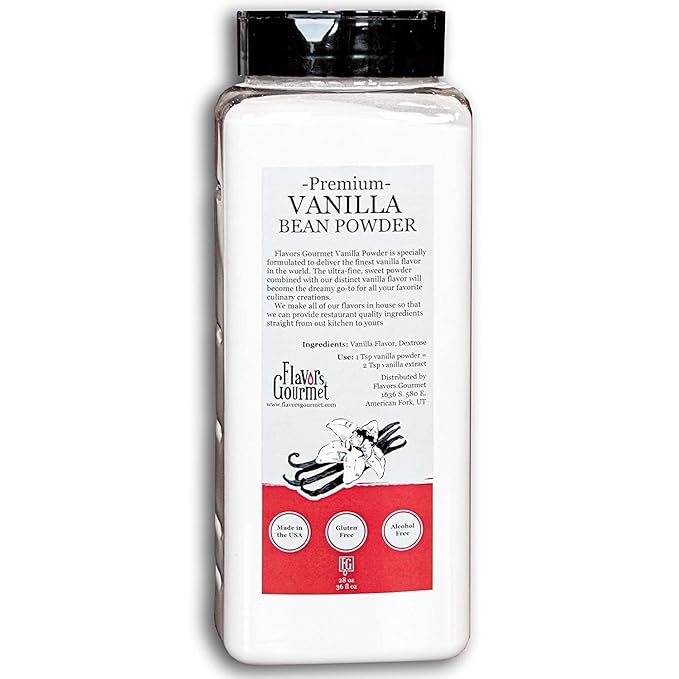 Flavors Gourmet Premium Vanilla Bean Powder - 28 oz - Baking Ingredient, Smoothie Enhancer & Coffee Flavoring - Alcohol-Free Vanilla Flavoring - Pure & Gluten-Free