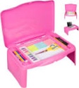 Folding Lap Desk - Foldable Table for Work, Study, Gaming, Arts, Crafts, School - Collapsible Laptop Tray with Storage Compartment - Portable Writing Station for Kids, Adults ((PINK))