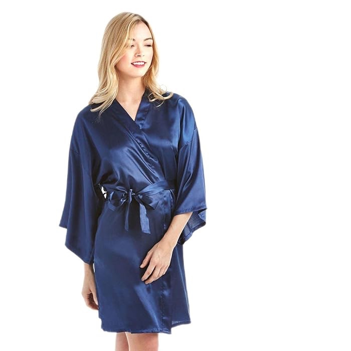 MEVNI Women's Kimono Robe, Short, SkyBlue, Medium