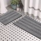 Zebrux Bath Mats for Bathroom, 20x30''+15x23'' Set Extra Soft and Absorbent - Grey Bathroom Rug Set Indoor/Kitchen Rug, Light Grey.