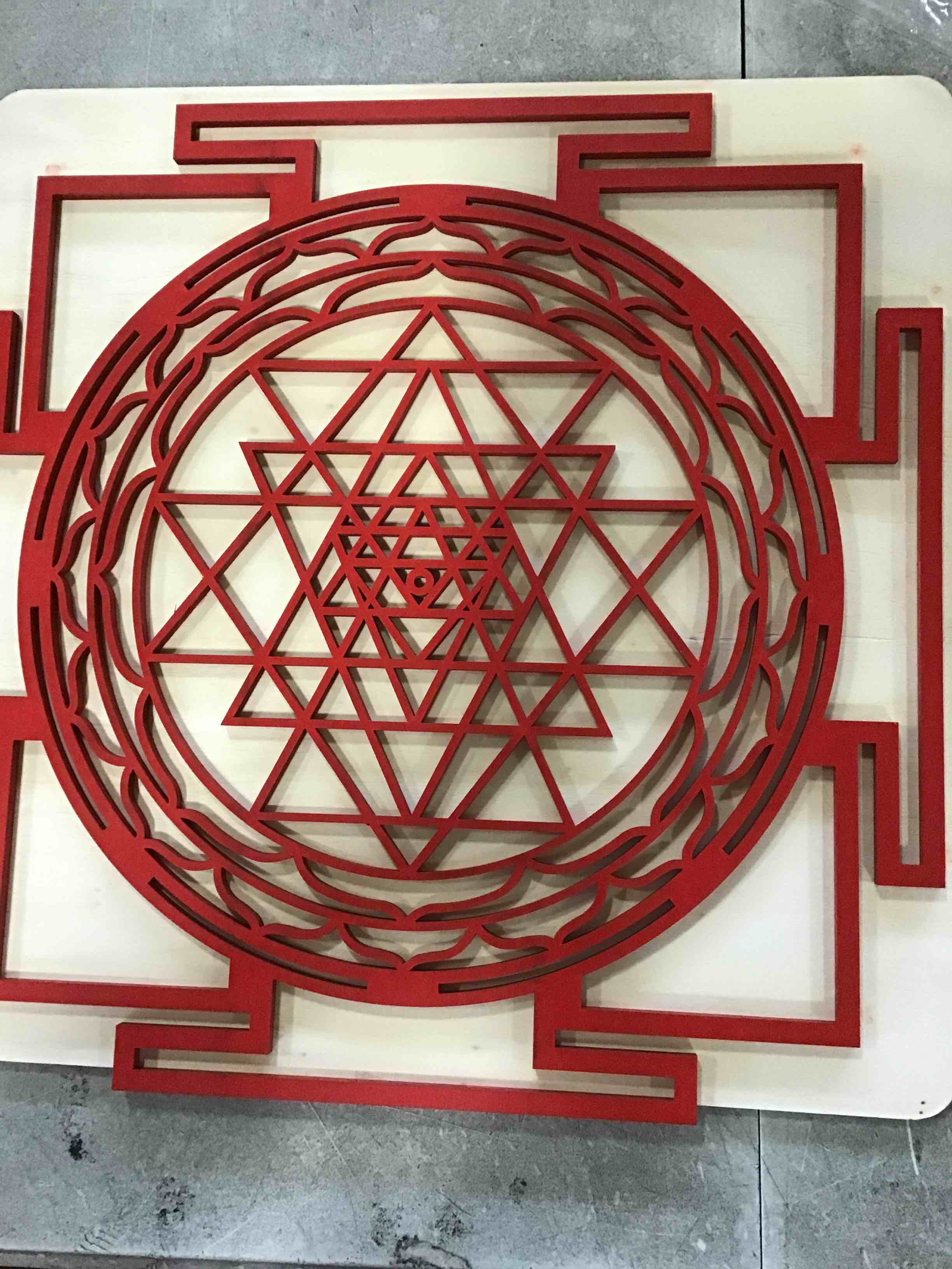 ZenVizion 13.5" Orange Sri Yantra Mandala laser cut wooden wall art Brand: ZenVizion