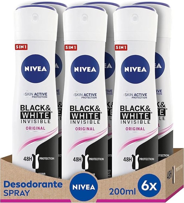 Nivea for Women Anti Perpirant Spray Invisible for Black & White 48h 150 Ml (Pack of 3)