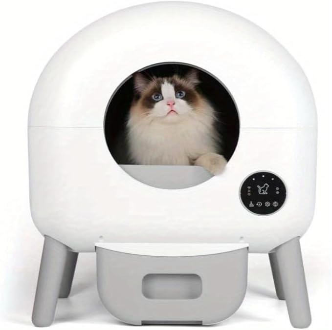 Self Cleaning Litter Box - 2.2lb-23lb, 100L Automatic Cat Litter Box Self Cleaning, Extra Large for Multiple Cats, Anti-Pinch, All Clumping Litter Can Use, with Garbage Bags, App Contro