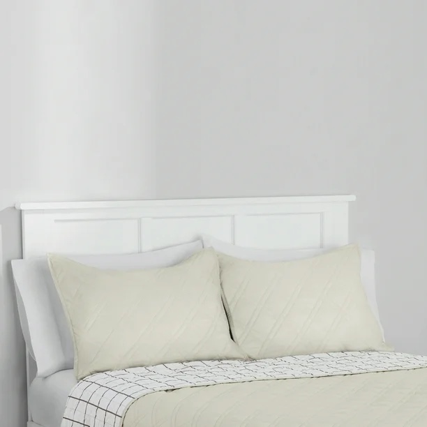 Mainstays Emmett Plaid Beige Quilt Sham, Standard/Queen (2-Piece)