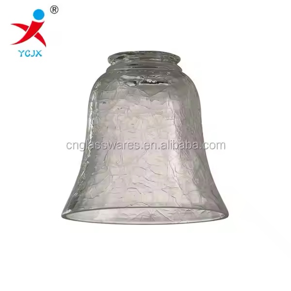 Cubierta de lmpara de vidrio craquelado, transparente, con forma de campana soplada en la boca, pantalla de luz, iluminacin colgante