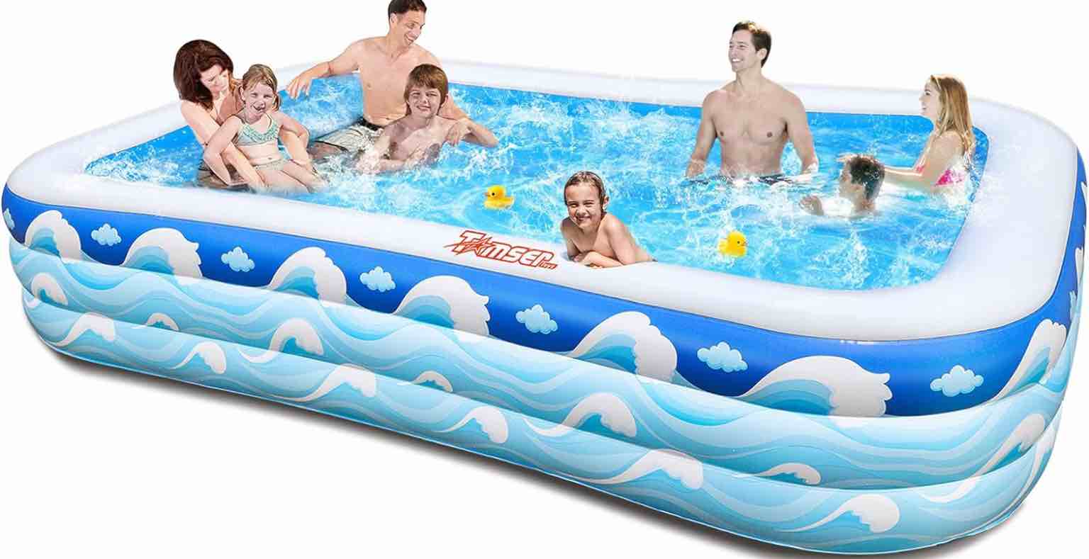 Inflatable Pool, 120” X 72” X 22” Large Size Swimming Pool Wave Patterns Inflatable Swimming Pool for Adults and Kids Family Lounge Pool Indoors and Outdoors Best Blow Up Kiddie Pool Back Yard Summer