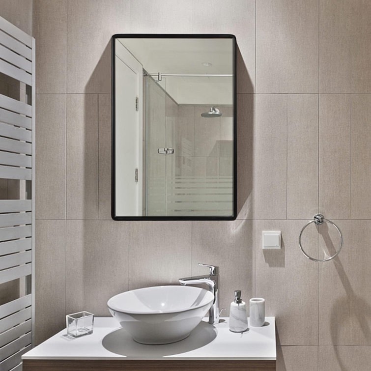 Pancras 16'' W 24'' H Recessed Framed Medicine Cabinet Mirror