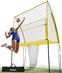 Volleyball Training Net System,7 Adjustable Heights Practice Equipment Net Station,Improve Volleyball Serve&Spike Skills with Ball Return, Portable &Easy Setup for Backyard Individual &Team Practice