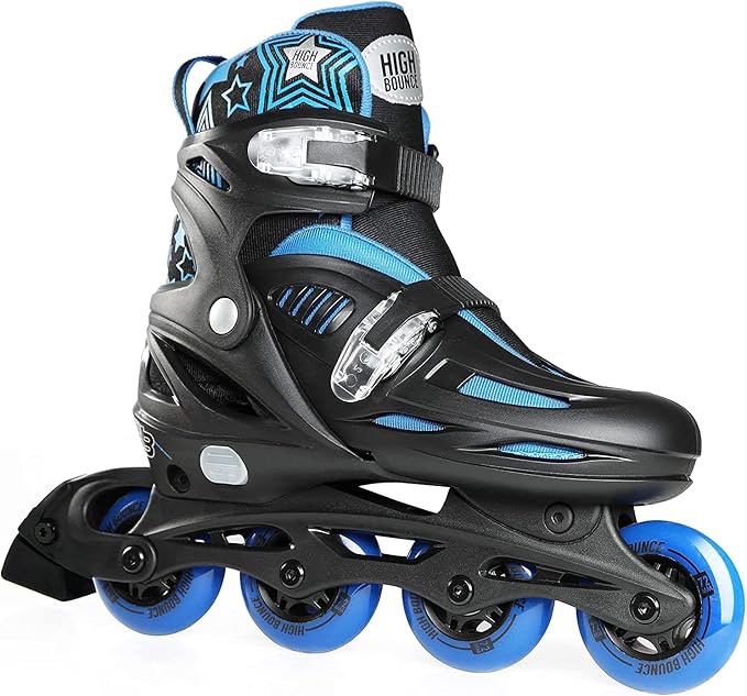 Inline Skates for Girls and Boys, Roller Blades with Gel Wheels Adjustable Sizing for Adults and Kids, Roller Blades for Men, Women, Girls, Boys, Lightweight Roller Blade Skates, High Bounce, Blue Size 9-12 