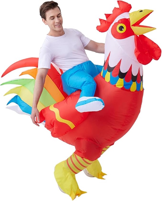 Inflatable Ride-on Rooster Costume Blow up Suit Fancy Dress Funny ...