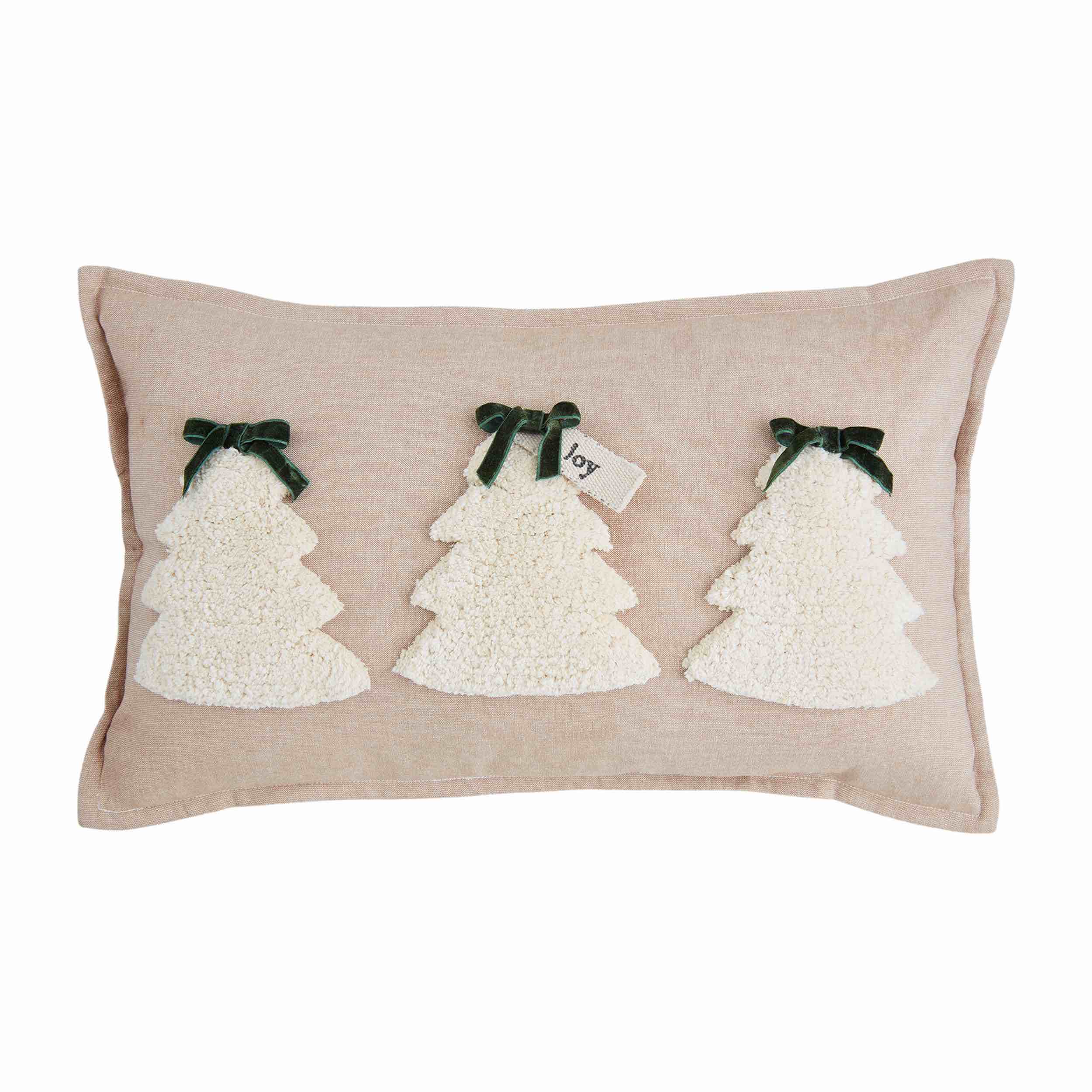 Mud Pie Lumbar Tufted Xmas Pillow, 12" x 20", White