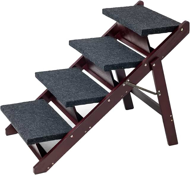 Pet Steps W/ Fruitwood Finish and Brown Felt