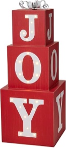 Shayna 32"H Lighted Wooden Christmas Block JOY Porch Sign